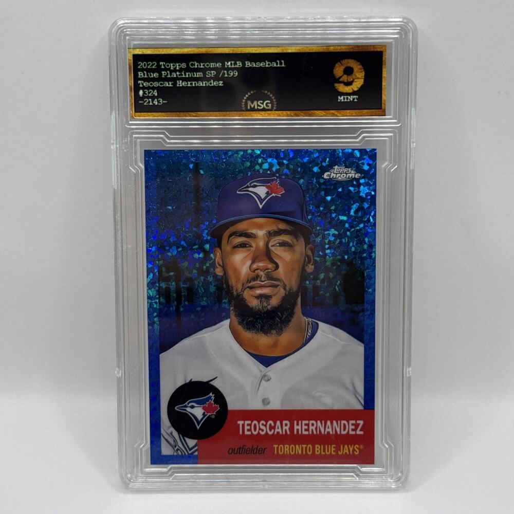2022 Topps Chrome Blue Platinum #324 Teoscar Hernandez /199 BLUE JAYS Graded 9